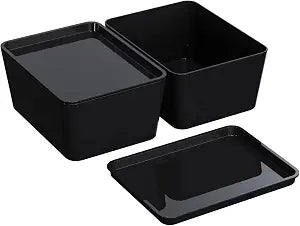 Black Storage Containers With Lids, Small Home Organization Plastic Box