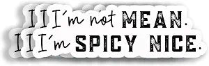 (3Pcs 3X3) I'm Not Mean I'm Spicy Nice Sticker - Funny Quote Decal - Funny Saying Sticker - Waterproof Decal for Laptop - Water Bottle - Phone Case - Gift for Friends