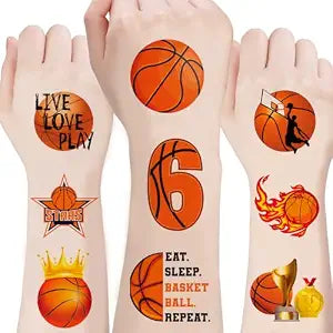 100Pcs Basketball Party Decorations Birthday Party Favors Supplies Accessories Gift Idea Basketball Stickers Suitable For All Of Ages Adult Youth Kids Basketball Temporary Tattoos