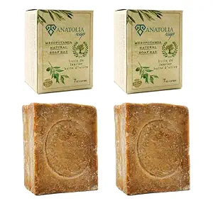 Aleppo Soap, 2-Pack | 100% Olive Oil Organic Handmade Natural Castile Soap for Women & Men | Big Bar, 2 x 7 oz (14 oz Total)