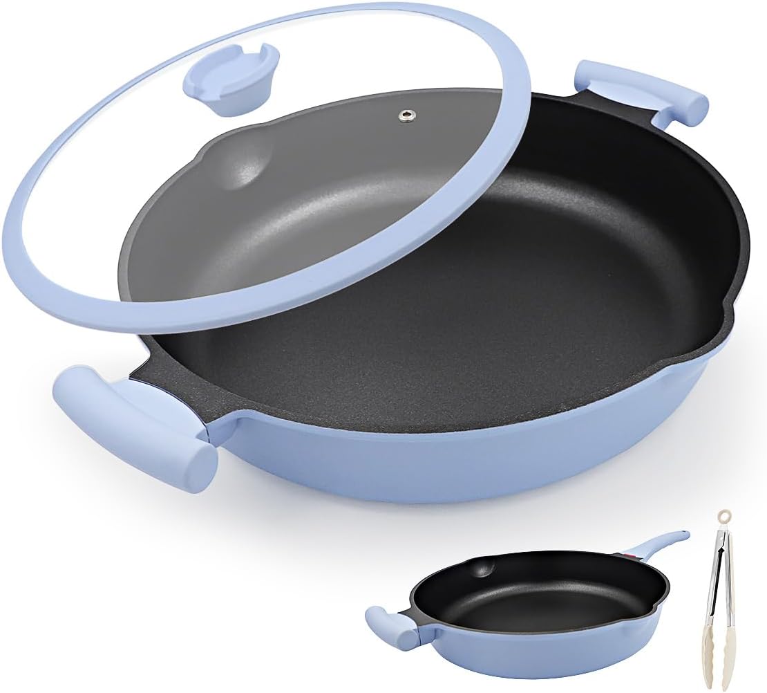 14 Inch Large Deep Frying Pan Skillet with Lid, Saute Pan Nonstick