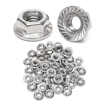25 Pieces M8 Flange Nuts, M8-1.25mm Serrated Hex Flange Lock Nuts, 304 Stainless Steel,Plain Finish