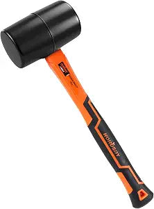 HORUSDY 16oz Durable Rubber Mallet Hammer with Fiberglass Handle, Non-Marring Blow Tool for Flooring, Tent Stakes, Woodworking, and Camping, Non-Slip Grip
