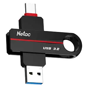 Netac US18 32GB USB 3.2 Flash Drive, Up to 150MB/s, Dual Port Thumb Drive for Data Storage, Pen Drive with Swivel Design, Memory Stick for External Storage Data/Computer/PC/Laptop/Sound