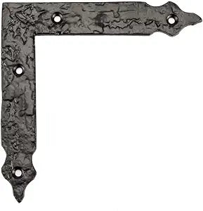 Richelieu Decorative Forged Iron Corner Bracket, Barn Door, Matte Black