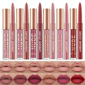 LANGMANNI 6 Matte Lipstick with 6 Lipliners Durable Makeup Set,Long-Lasting Non-Stick Cup Not Fade Waterproof Pigmented Velvet Lipgloss Kit Beauty Cosmetics Makeup Gift for Girls (#C)