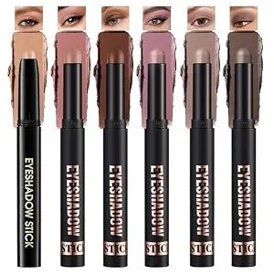 Noerrors 6pcs Matte Neutral Cream Eyeshadow Stick Set for Women, Beige Nude Pink Taupe Brown Mauve Waterproof Long Lasting Pigmented Eye Brightener Stick, Naked Natural Eye Crayon Eyeliner Pen Makeup