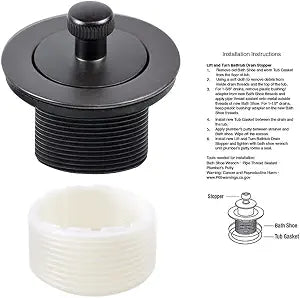 Lift and Turn Bathtub Drain Stopper Replacement, Oil Rubbed Bronze