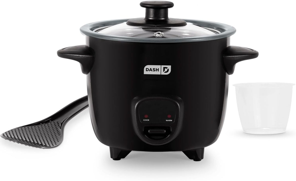 Dash Mini Rice Cooker, 2-Cup Removable Ceramic Nonstick Pot, Black