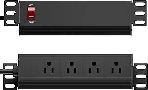 10 inch Rack PDU-1U (4 Rear Outlets),125V/15A 6ft Cable,Surge Protected