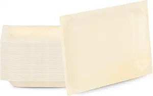 Restaurantware-Taipei 7 x 5.1 Inch Serving Plates, 50 Disposable Party Plates - Sustainable, Greaseproof, Poplar Wood Plates, Heavy-Duty, For Parties, Weddings, Camping, Picnics, And More