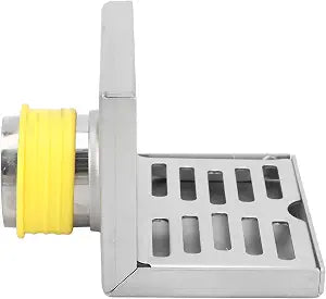 Bathroom Stainless Steel Corner Floor Drain with L-Shape Side Inlet, 10cm Wall Mount Drain for 50mm Pipe, 90 Degree Horizontal Drainage System for Showers and Bathtubs