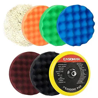 CASOMAN 7-Inch Buffing and Polishing Pad Kit, 7 Pieces 7" Polishing Sponge, Waxing Buffing Pad Kit