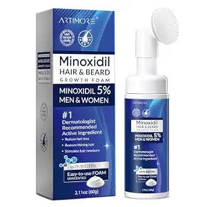 5% Minoxidil Foam for Men, Minoxidil for Men, Minoxidil for Women Hair Growth with Biotin & Castor Oilfor Thicker, Fuller Hair, Fast-Absorbing Formula (60ml, Foam-1pcs)