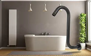 Curved Shower Arm Extension 8 Inch, Stainless Steel, Black