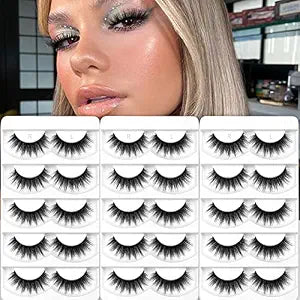 Eliace False Eyelashes Natural look Cat Eye Lashes Wispy Strips 15 Pairs