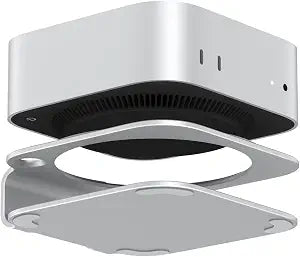 AKKYAJAURE Mac mini Dock Stand, Aluminum Desktop Stand Mount for Mac mini M4/M5/M6, Improved Cooling, Easy Power Button Access & Desk Organization  Essential Mac mini Accessories