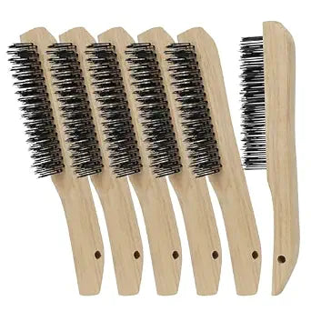 VASTOOLS Wire Brushes Pack of 6. for Cleaning Welding Slag, Rust and Dust. 10" Heavy Duty Carbon Steel Shoe Handle Wire Scratch Brush
