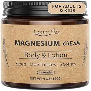 LemeTree Magnesium Cream, Topical Nighttime Magnesium Lotion, Magnesium Body Butter with Jojoba Oil, Shea Butter & Vitamin E, Apply to Legs, Arms or Chest, Safe for Kids