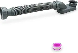 Low Profile 1 1/2 P Trap Bathtub Shower Drain Pipe, Flat P Trap Freestanding Tub Drain for Bath