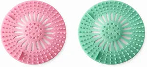 Silicone Hair Catcher for Shower Drain  Reusable Soft Drain Cover for Bathroom and Bathtub, Anti-Clog Hair Stopper, Easy to Clean, Universal Fit, Pink & Green, Pack of 2