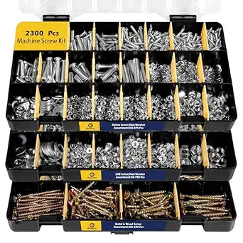 Bonost 2300-Piece Nuts and Bolts Assortment Kit with Asorted Screws, 3 Tray