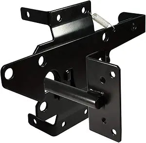 Self-Locking Gate Latch Heavy-Duty for Wood Gate, Steel Black, 1pcs