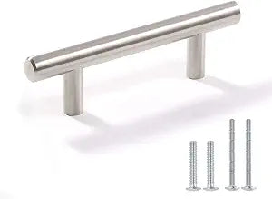 Cabinet Handles - Pack of 30 Stainless Steel Brushed Satin Nickel Finish Hollow Tube T Bar Drawer Pulls for Kitchen Furniture Hardware