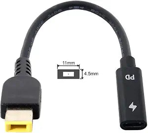 cablecc Type C USB-C to Rectangle 11.0x4.5mm Power Plug PD Emulator Trigger Charge Cable for ThinkPad X1 Carbon