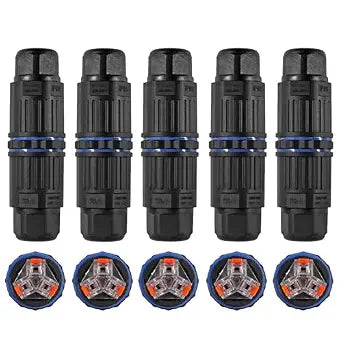5pcs IP68 Waterproof Junction Box, Outdoor 3 Way Electrical Cable Connector, Replaceable Lever Wire Connectors for 3.5-10mm Wire Range