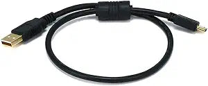 Monoprice 1.5-Feet USB 2.0 A Male to Mini-B 5pin Male 28/24AWG Cable with Ferrite Core (Gold Plated) (105446),Black