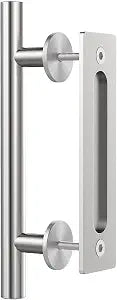 WINSOON 12" Stainless Steel Sliding Barn Door Handles, 1Pack