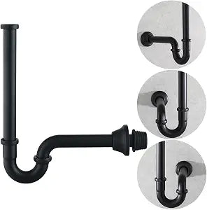 RANDOM Matte Black P Trap Bathroom Sink U-Shape 1-1/4 inch Sink Trap with Slip Joint Extension Tube,Adjustable Height Sink Waste Drain Bottle P-Trap Kit,Brass Basin Sink Plumbing.RD83555MB-L