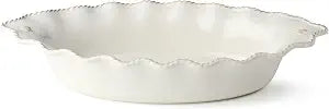 Heritage Oval Baker 16" x 8.5" 64oz  Elegant Ivory Stoneware Baking Dish with Scalloped Rim & Beaded Edge  Farmhouse Oven-to-Table Serveware for Casseroles, Roasts, Gratins