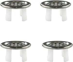 4 Pack Mesh Chrome Sink Overflow Drain Cover Round Basin Cover, Bathroom Sink Overflow Trim Ring for Home Shopping Malls Kitchen Bathroom, Silver