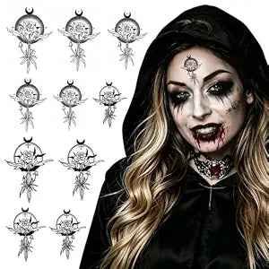20Pcs Dark Gothic Cosplay Temporary Tattoos for Halloween Costume