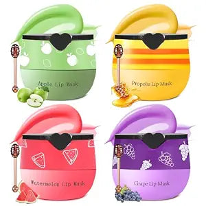 4PCS Bee Lip Balm Honey Pot Grape Apple Watermelon Lip Balm