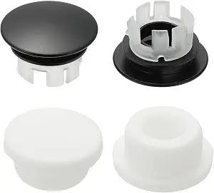 uxcell 4Pcs Sink Overflow Ring, Universal Sink Overflow Drain Cover, Insert in Hole Double Layer Cap Round Caps for Bathroom Kitchen Basin Wash Basin, Matte Black/White
