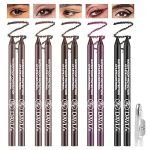Noerrors 10pcs Brown Black Plum Gel Eyeliner Pencil Set, Waterproof Long Lasting Smudge Proof Creamy Waterline Eyeliner for Mature Eyes, Pigmented Matte Eyeshadow Stick for Older Women with Sharpener