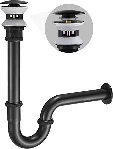Bathroom Basin Adjustable Height 1-1/4 Bottle Trap, U Shape Sink P Trap Complete Set, Basin Sink Waste Drain Stopper Set with Overflow, Oil Rubbed Bronze