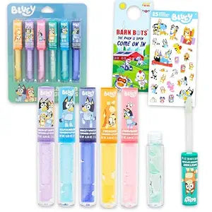Bluey Lip Gloss Bundle for Girls ï¿½ï¿½ï¿½ 6 Pack of Glosses for Lips in Assorted Flavors Plus Stickers, More | Bluey Party Favors fo