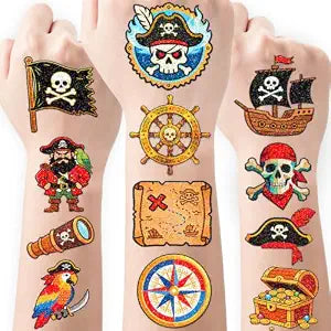 108 Pcs Glitter Pirate Temporary Tattoos for Kids