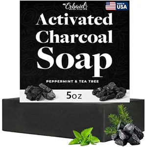 Charcoal Soap – Natural Activated Charcoal Black Soap Bar for Face & Body