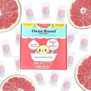 Clean Brand Foaming Hand Soap Tablet Refill Box - 15 pack | 84.5 fl oz - Sweet Grapefruit scent - You won't believe it's not liquid (makes up to 10 bottles) - For Foaming Bottles Only