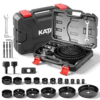 KATA 25 Piece Hole Saw Kit with 3/4"-6" for Wood, Drywall, PVC and Plastic
