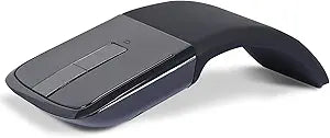 Bluetooth Arc Mouse Foldable Slim and Portable Mini Wireless Computer Travel Mouse Folding Optical Touch Mice for Laptop Tablet - Black