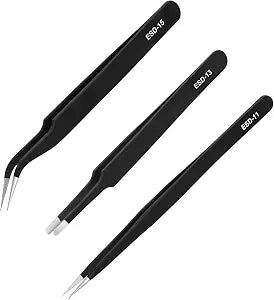 3PCS Precision Tweezers Set, Upgraded ESD high-end anti-static for Craft