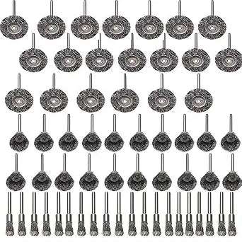 Rocaris 60 Pcs Steel Wire Wheels, Wire Brushes Set for Rotary Tool