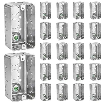 OHLECTRIC 4x2 Electrical Junction Boxes (20-Pack) Heavy-Duty Steel Metal Outlet Boxes with 10 1/2" Knockouts, 1-7/8 Inch Deep, 13 Cu. in. Galvanized Electrical Box Industrial Grade Square Utility Box