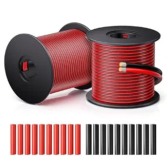 18 Gauge Electrical Wire with Heat Shrink Tubing, 18 Awg Red and Black Tinned Copper Electric Stranded Wire 0.82mm for Automotive House LED Lamp, Flexible PVC High Temp(10M/32.8FT)